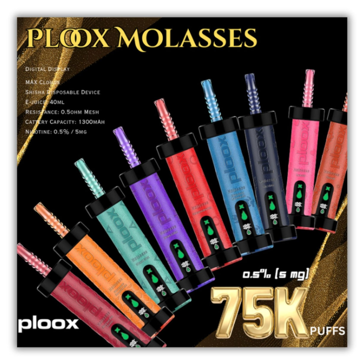 New Arrival: Ploox Molasses 75K Disposable - 5 Count Box